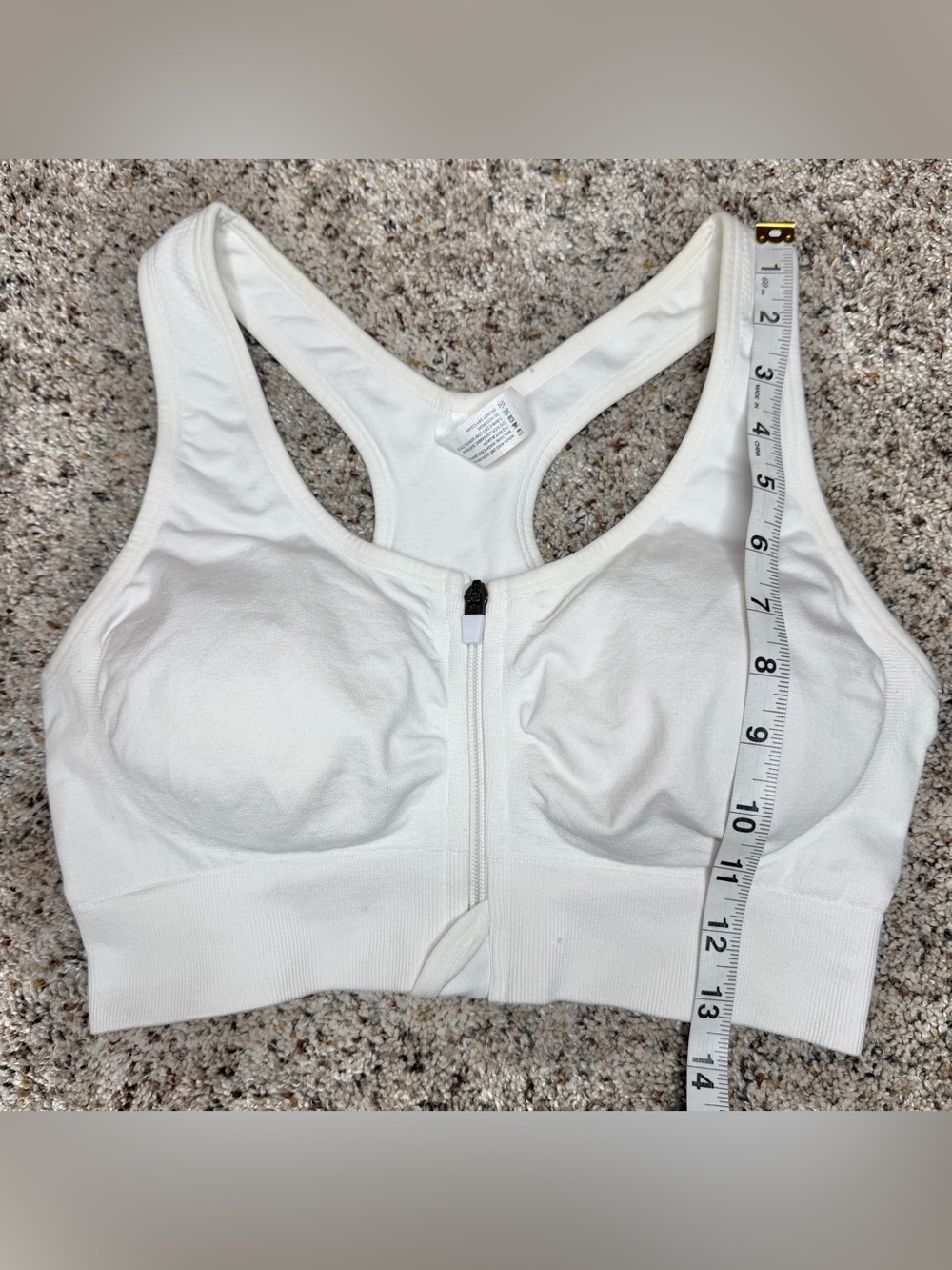 90 Degree By Reflex Seamless Katie Zip Front Sports Bra White Large - Picture 7 of 8
